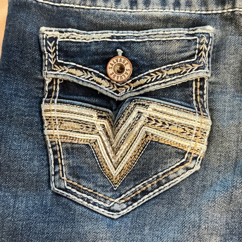 Salvage Madness Straight Relaxed Fit Jeans Blue Buckle Exclusive SLVG 54-46 - Picture 10 of 11
